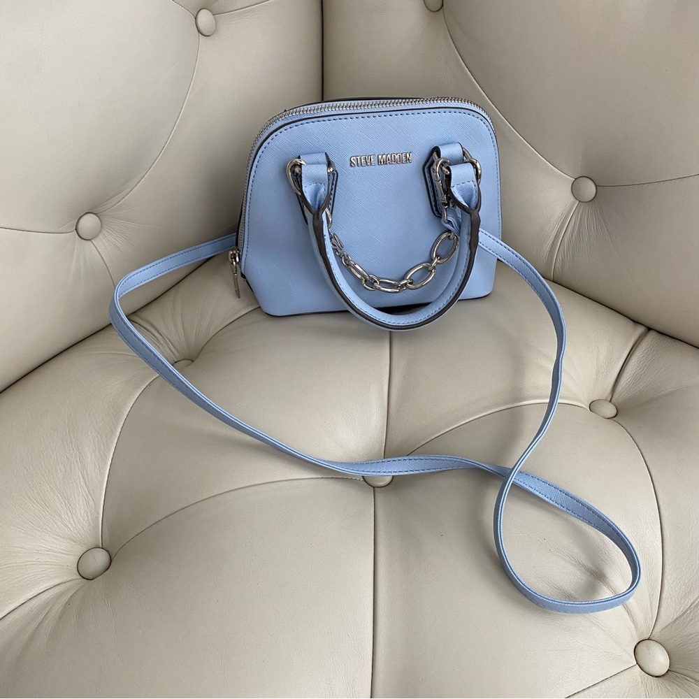 Steve Madden BFAITH Mini Crossbody Bag β Periwinkle Blue, Silver Chain, Like New - Picture 2 of 10